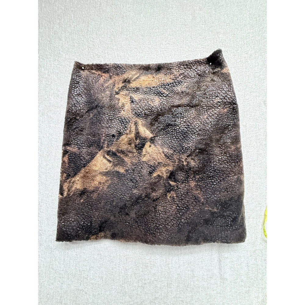 W by Worth Brown Bronze Crackle Faux Leather Mini Skirt Size 6 Side Zip Distress